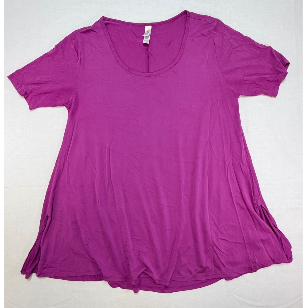 LuLaRoe Perfect T Magenta Purple Scoop Neck Side Slit Tunic Top Womens Size M
